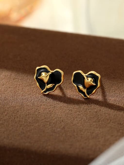 ES2551 [Gold] 925 Sterling Silver Enamel Heart Dainty Stud Earring